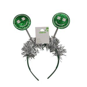 Claires St Patricks Day Bopper Headband Glitter Smiley Face Shamrock